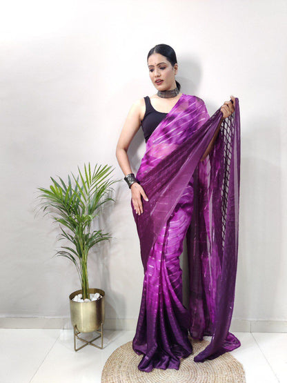 1 Minite Ready To Wear A Demanding Satin Silk Saree With Blouse Piece