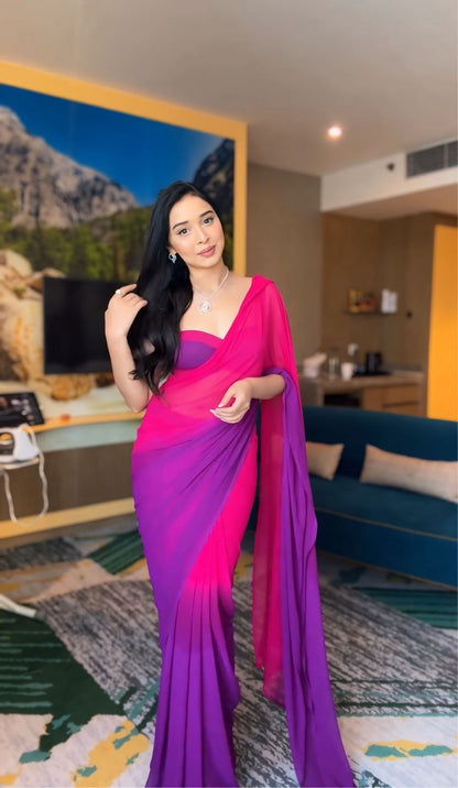 1   Min  Ready To Wear A Pink Padding Design Saree With Blouse Piece