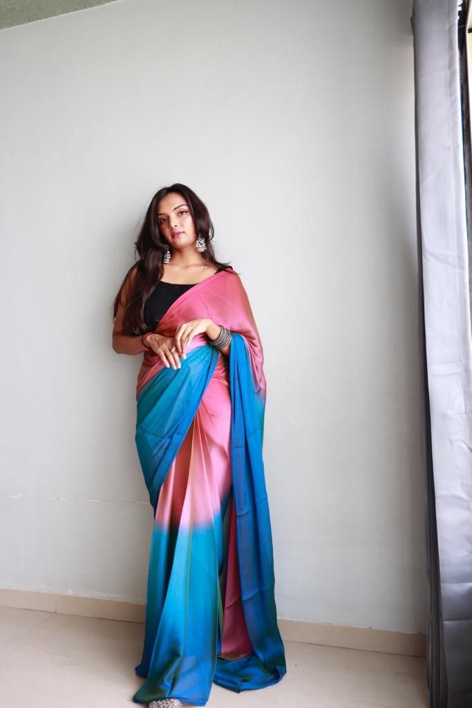 1  Min Ready To Wear A Soft Nylon 3d Padding Saree With Blouse Piece