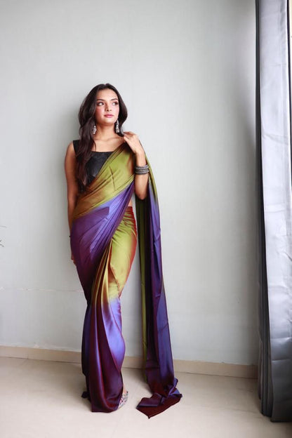 1  Min Ready To Wear A Soft Nylon 3d Padding Saree With Blouse Piece