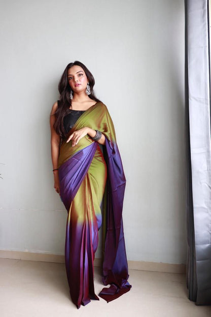 1  Min Ready To Wear A Soft Nylon 3d Padding Saree With Blouse Piece