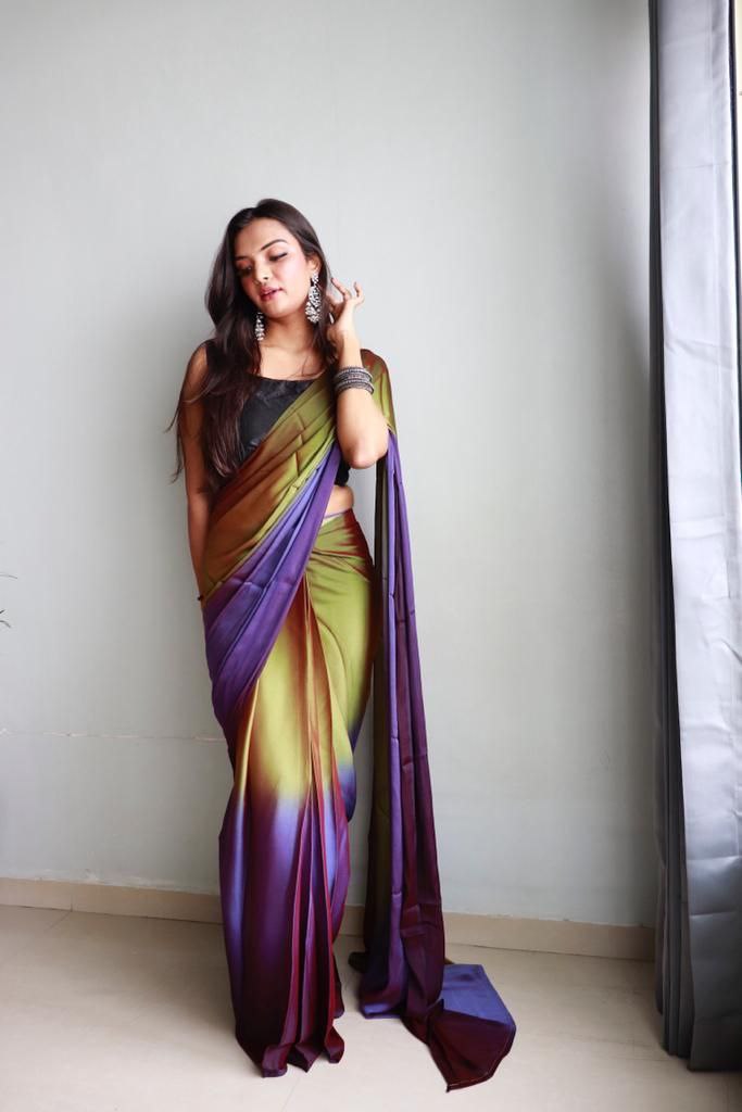 1  Min Ready To Wear A Soft Nylon 3d Padding Saree With Blouse Piece