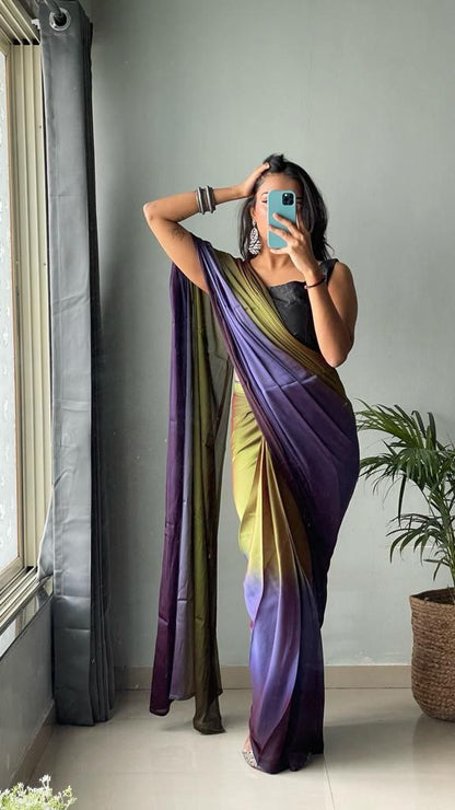 1  Min Ready To Wear A Soft Nylon 3d Padding Saree With Blouse Piece