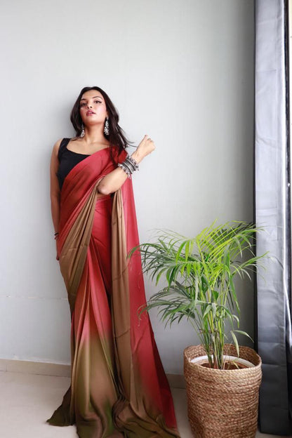 1  Min Ready To Wear A Soft Nylon 3d Padding Saree With Blouse Piece