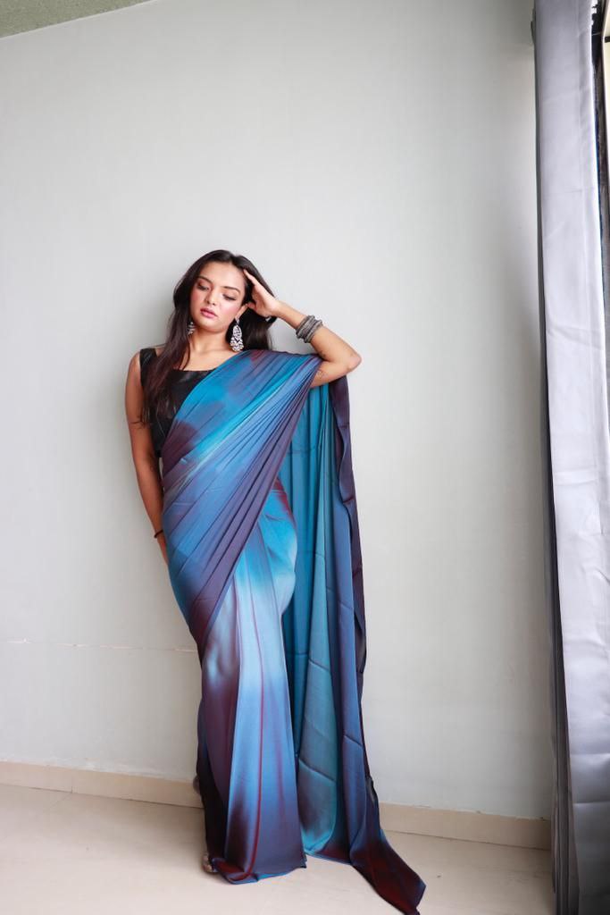 1  Min Ready To Wear A Soft Nylon 3d Padding Saree With Blouse Piece