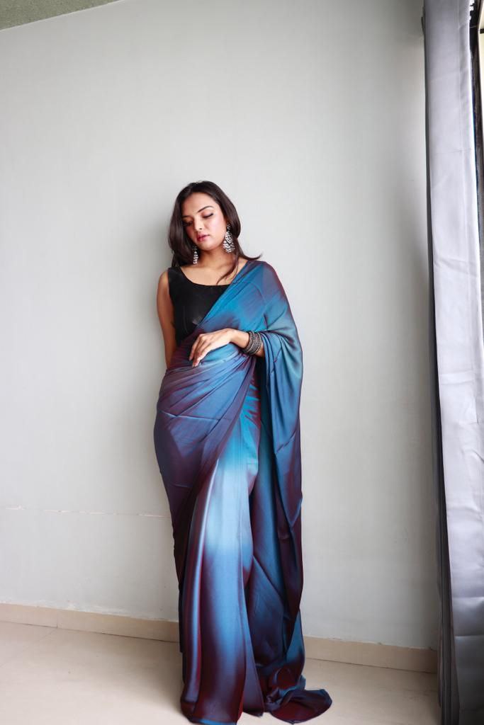 1  Min Ready To Wear A Soft Nylon 3d Padding Saree With Blouse Piece