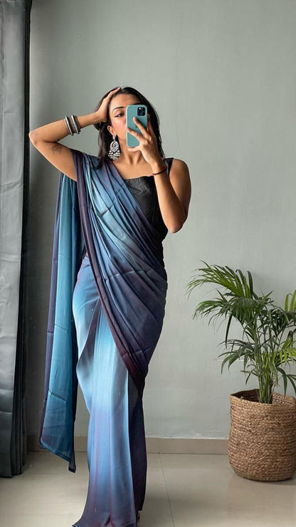 1  Min Ready To Wear A Soft Nylon 3d Padding Saree With Blouse Piece