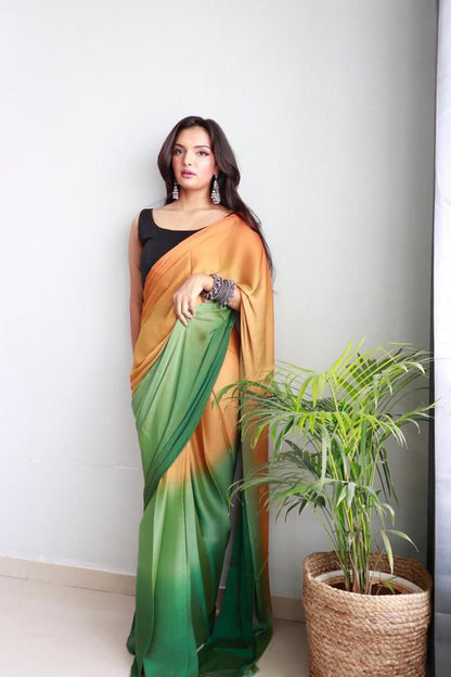 1  Min Ready To Wear A Soft Nylon 3d Padding Saree With Blouse Piece