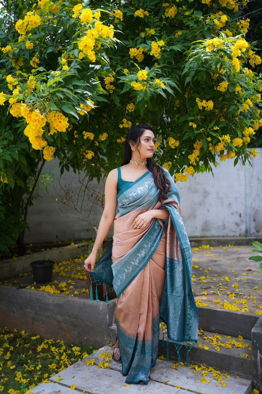 Marvellous Light Pink Soft Banarasi Silk Saree With Blouse Piece